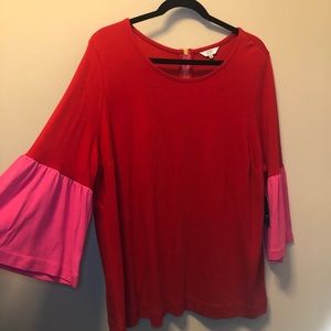 Crown & Ivy tunic, gold zipper detail. NWT